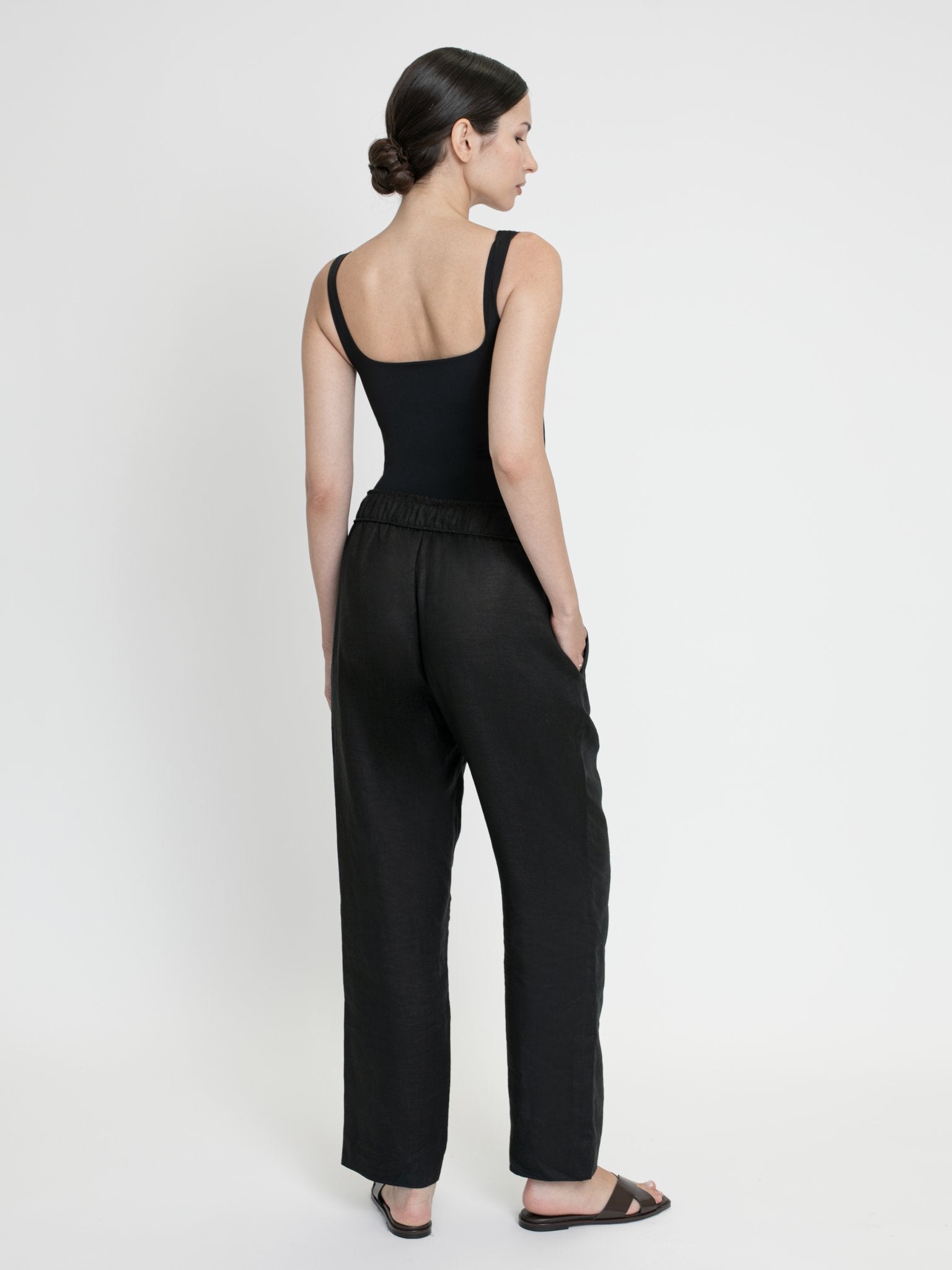 Essential Drawstring Linen Pants - dāl the label - Black