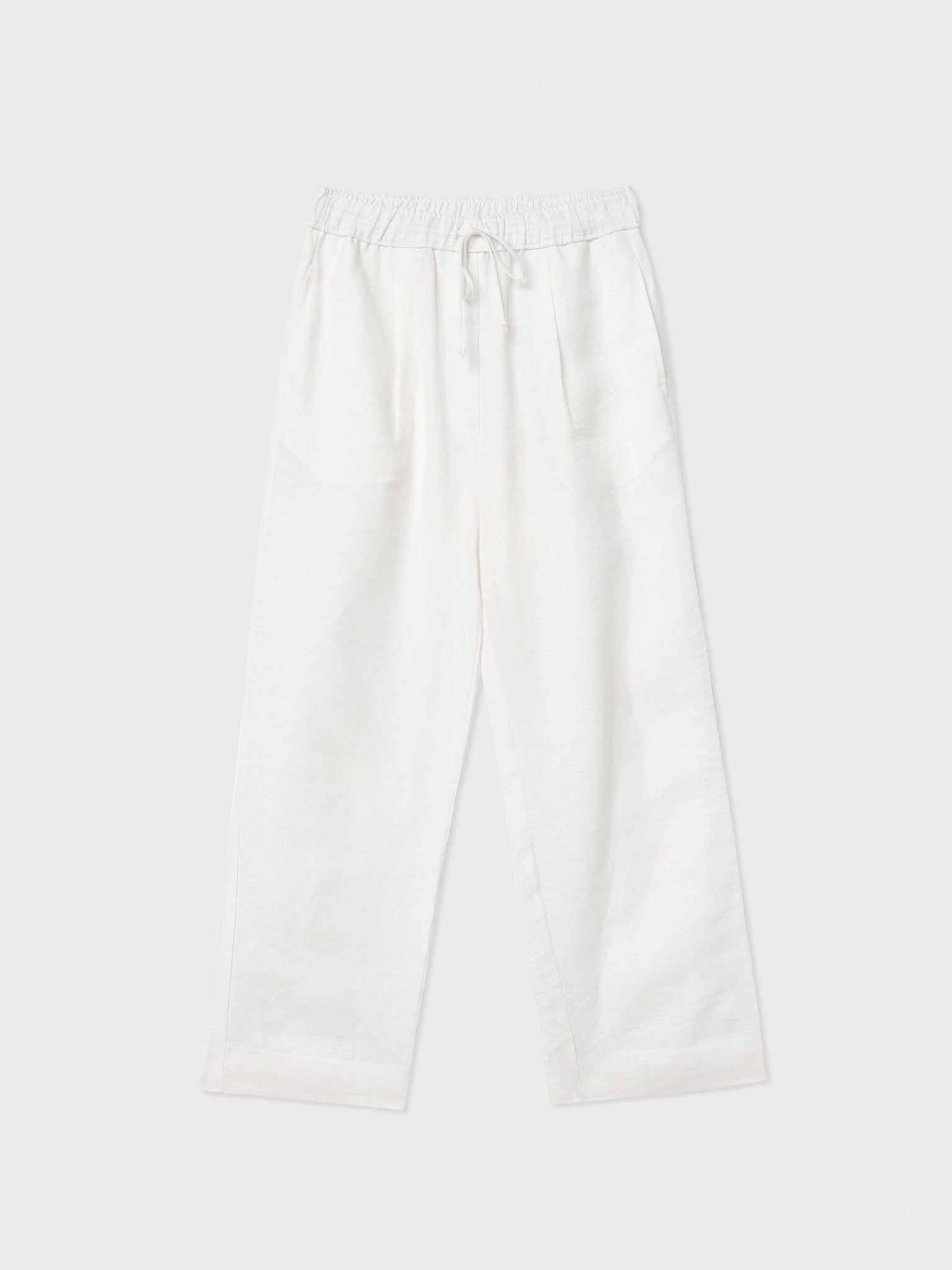 Essential Drawstring Linen Pants - dāl the label - White
