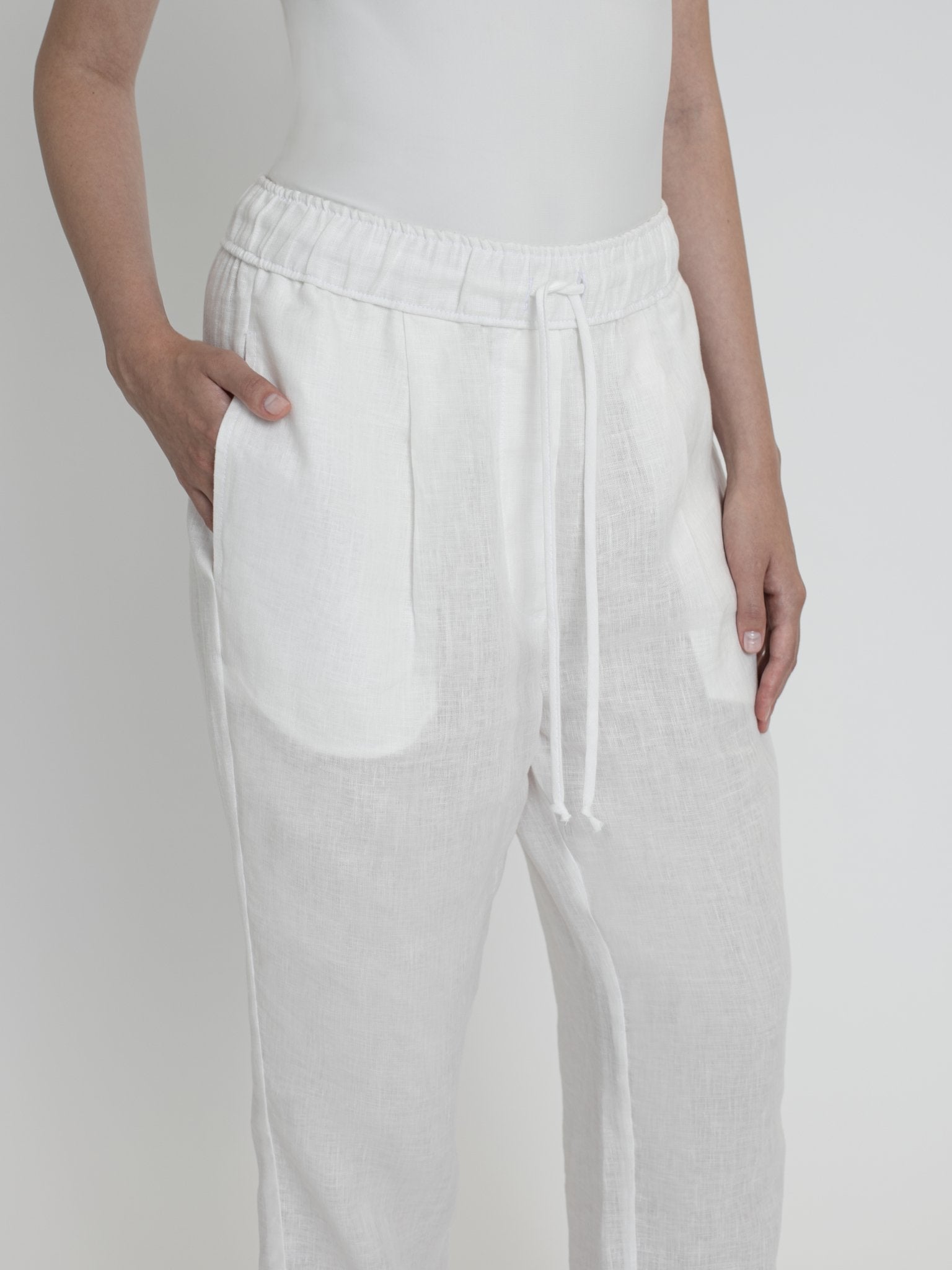 Essential Drawstring Linen Pants - dāl the label - White