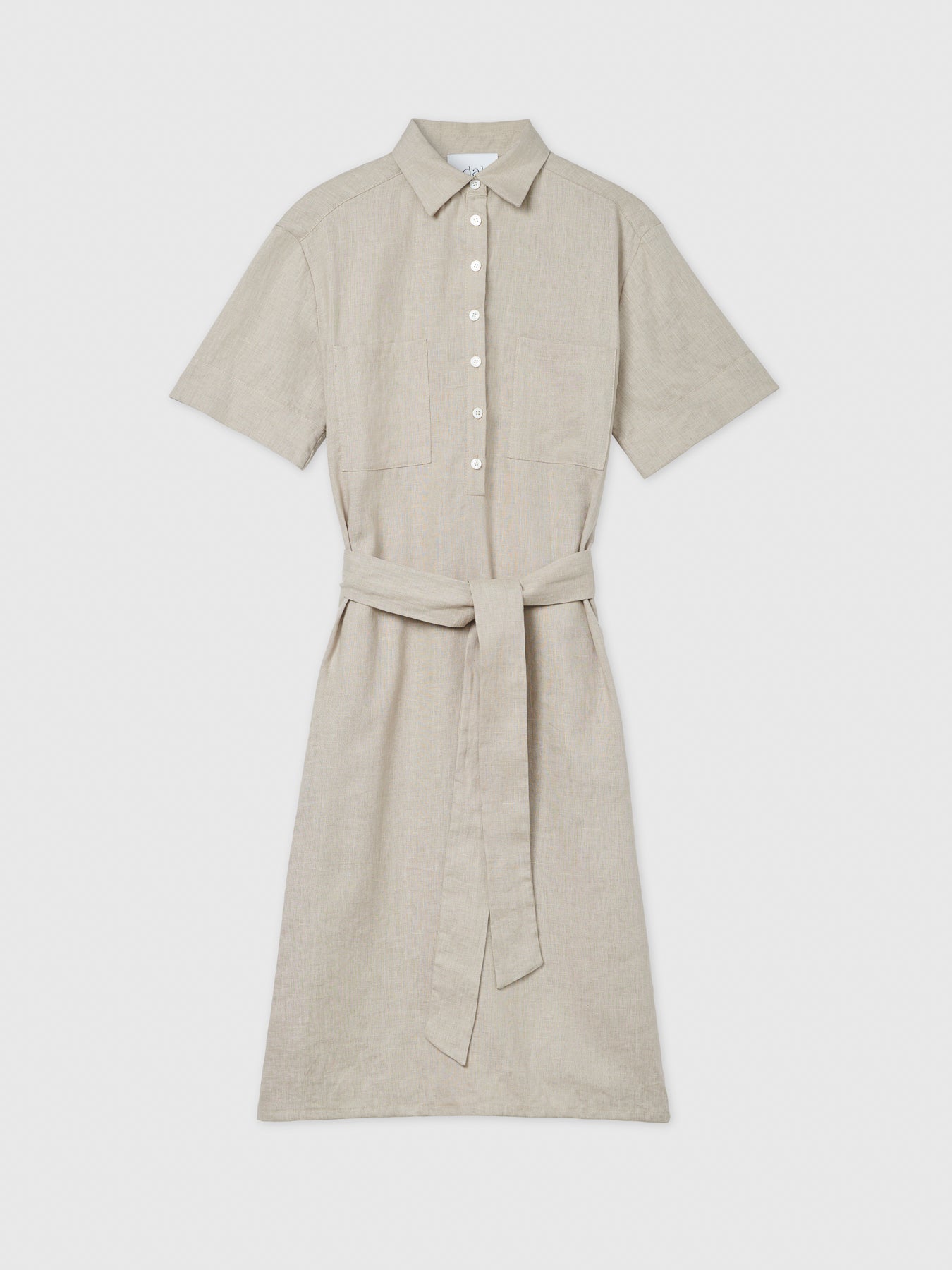 Linen Midi Shirtdress - dāl the label-Oat