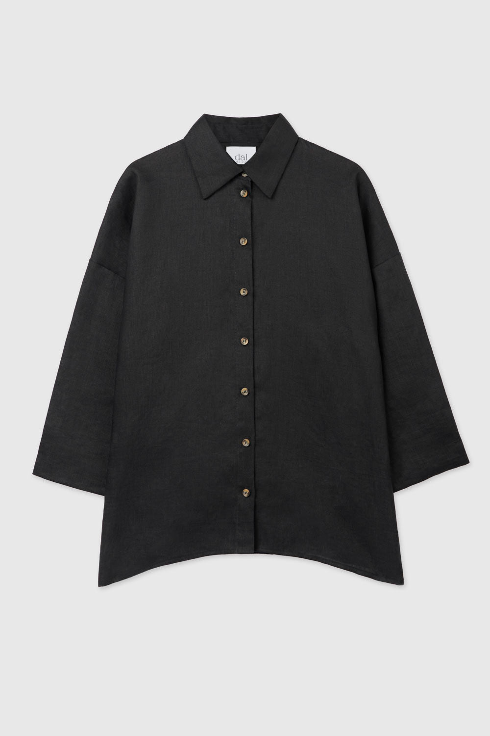 Linen Oversized Shirt - dāl the label-Black