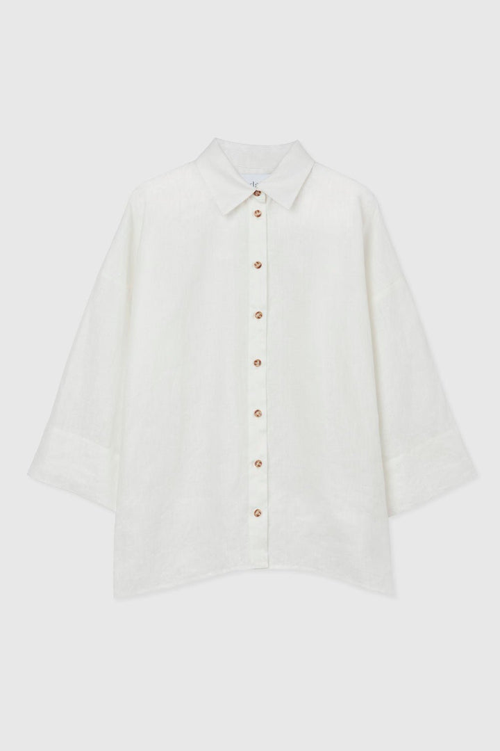 Linen Oversized Shirt - dāl the label-White