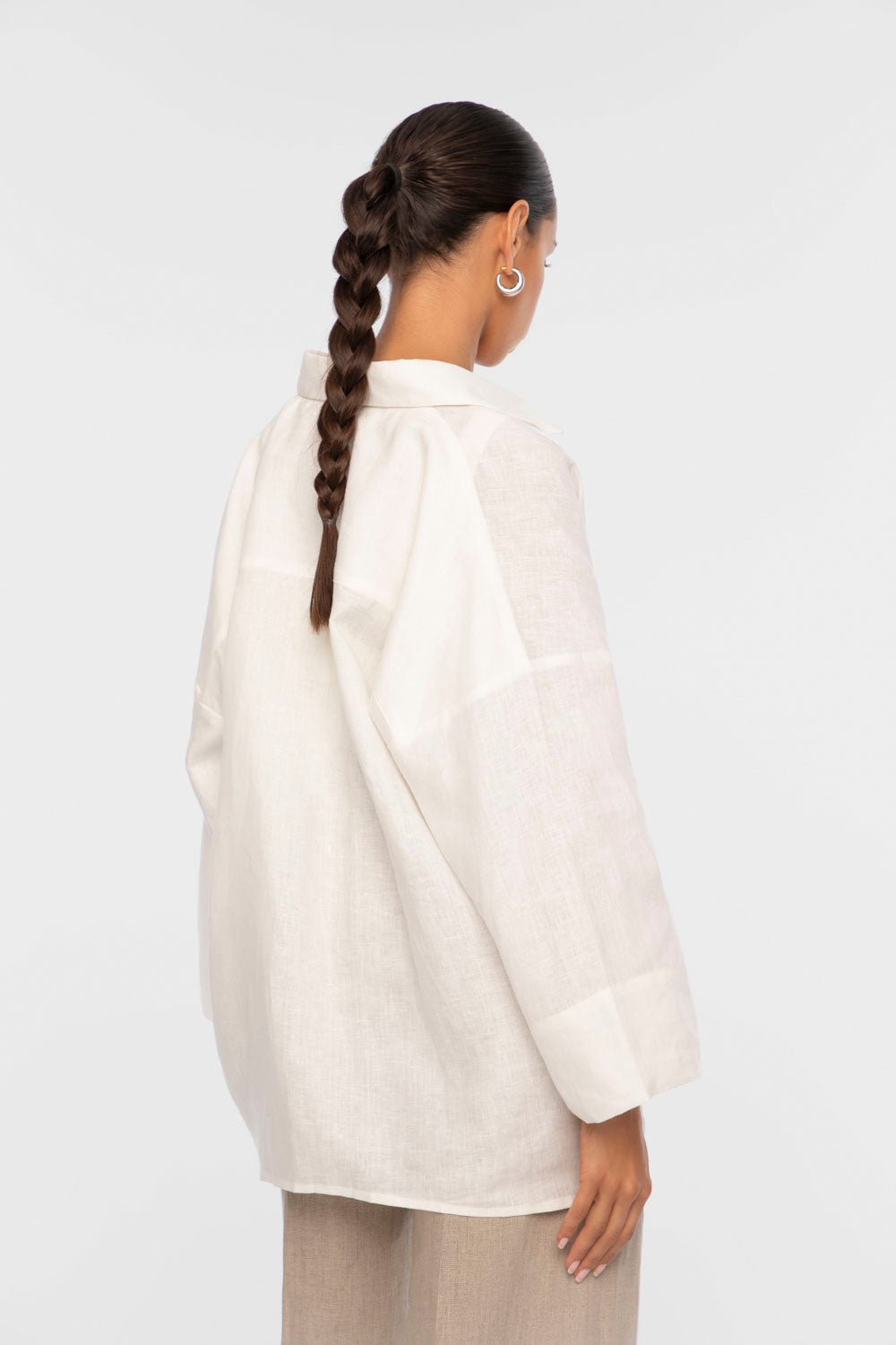 Linen Oversized Shirt - dāl the label-White