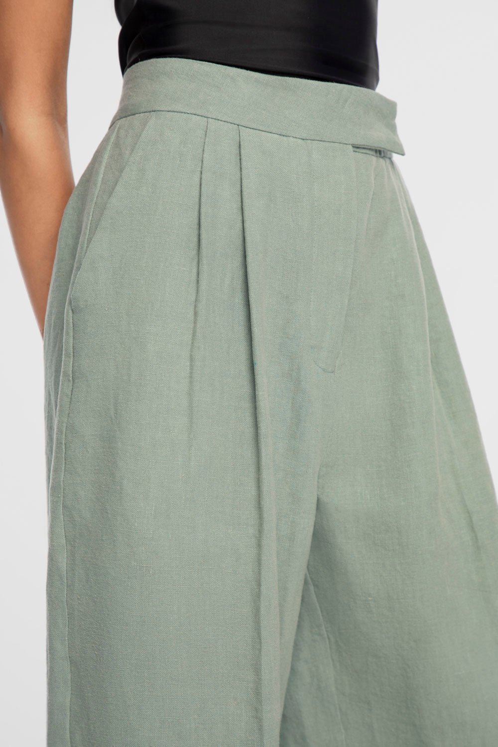 Linen Wide Leg Pants - dāl the label-Mist