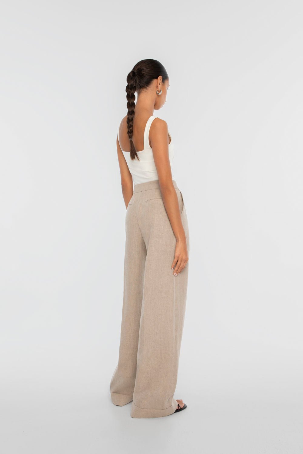 Linen Wide Leg Pants - dāl the label-Natural