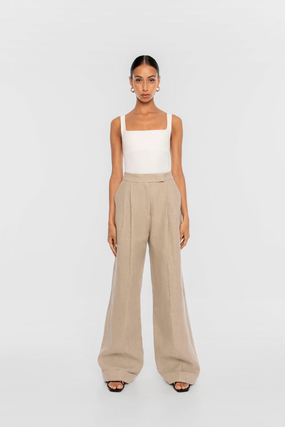 Linen Wide Leg Pants - dāl the label-Natural