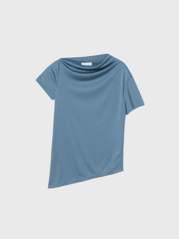 Asymmetrical Short Sleeve Top - dāl the label - Blue Gray