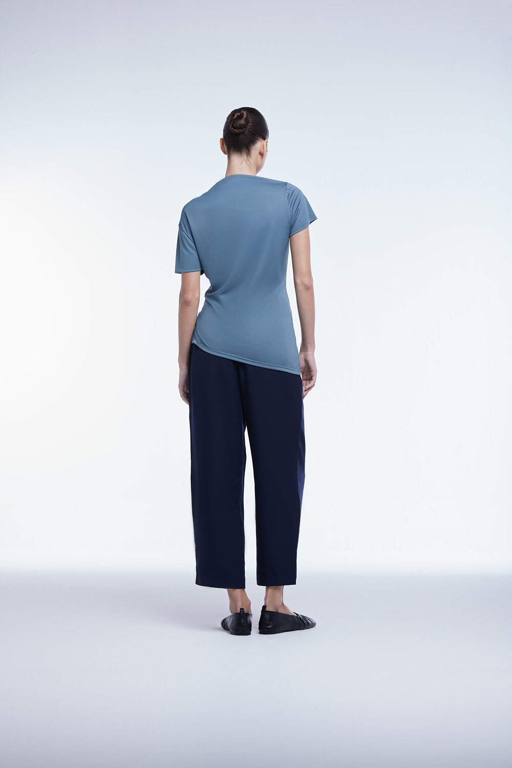 Asymmetrical Short Sleeve Top - dāl the label - Blue Gray