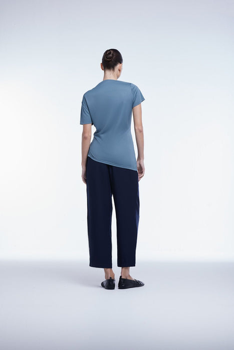 Asymmetrical Short Sleeve Top - dāl the label - Blue Gray