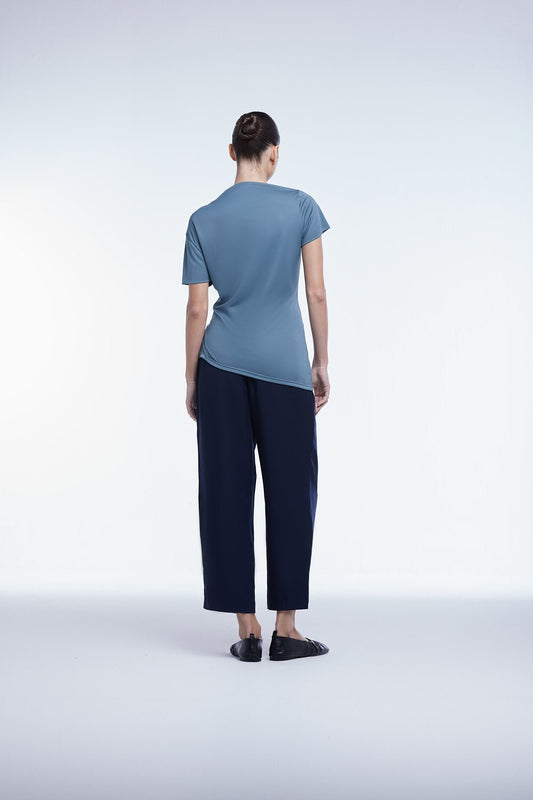 Asymmetrical Short Sleeve Top - dāl the label - Blue Gray