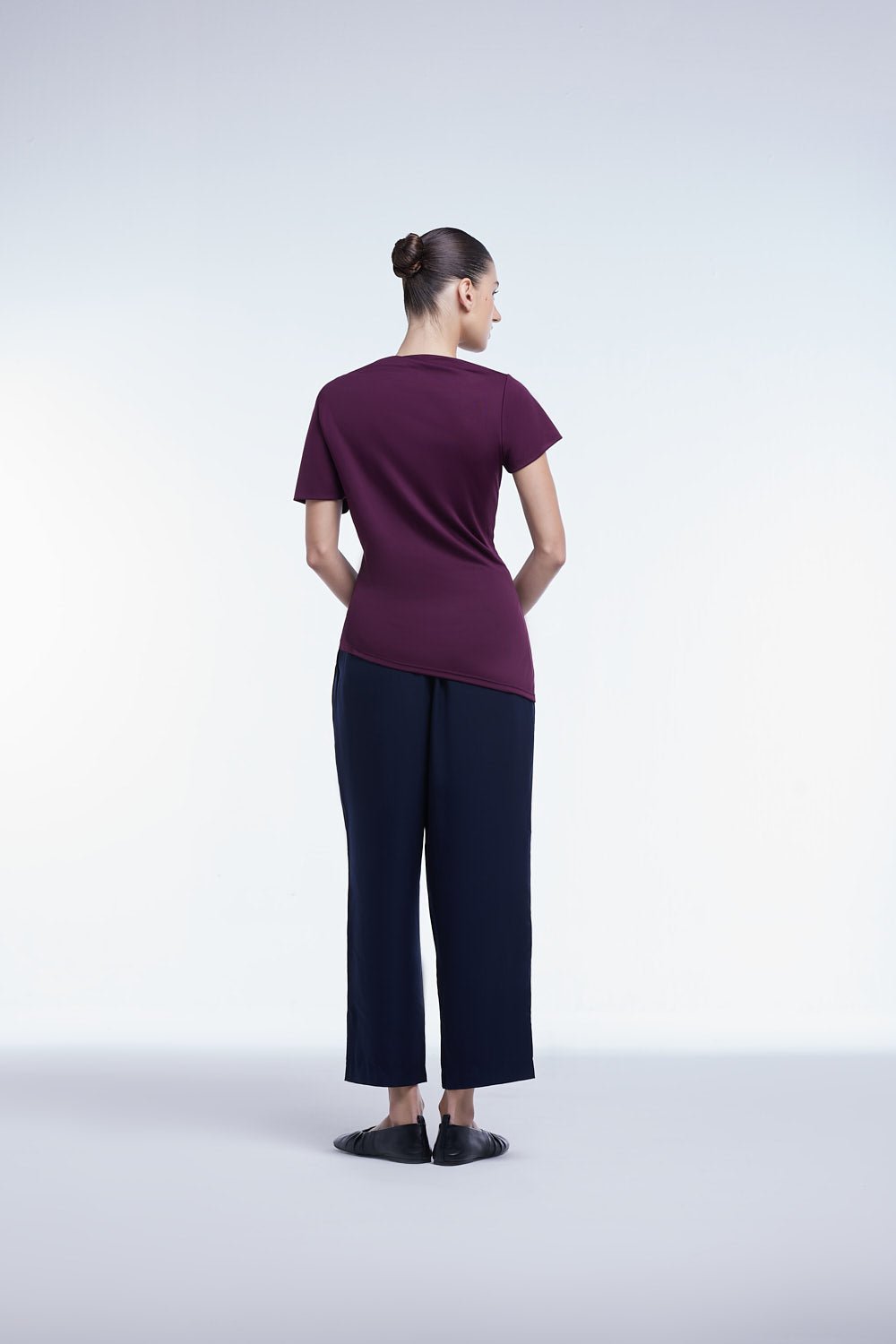 Asymmetrical Short Sleeve Top - dāl the label - Raisin