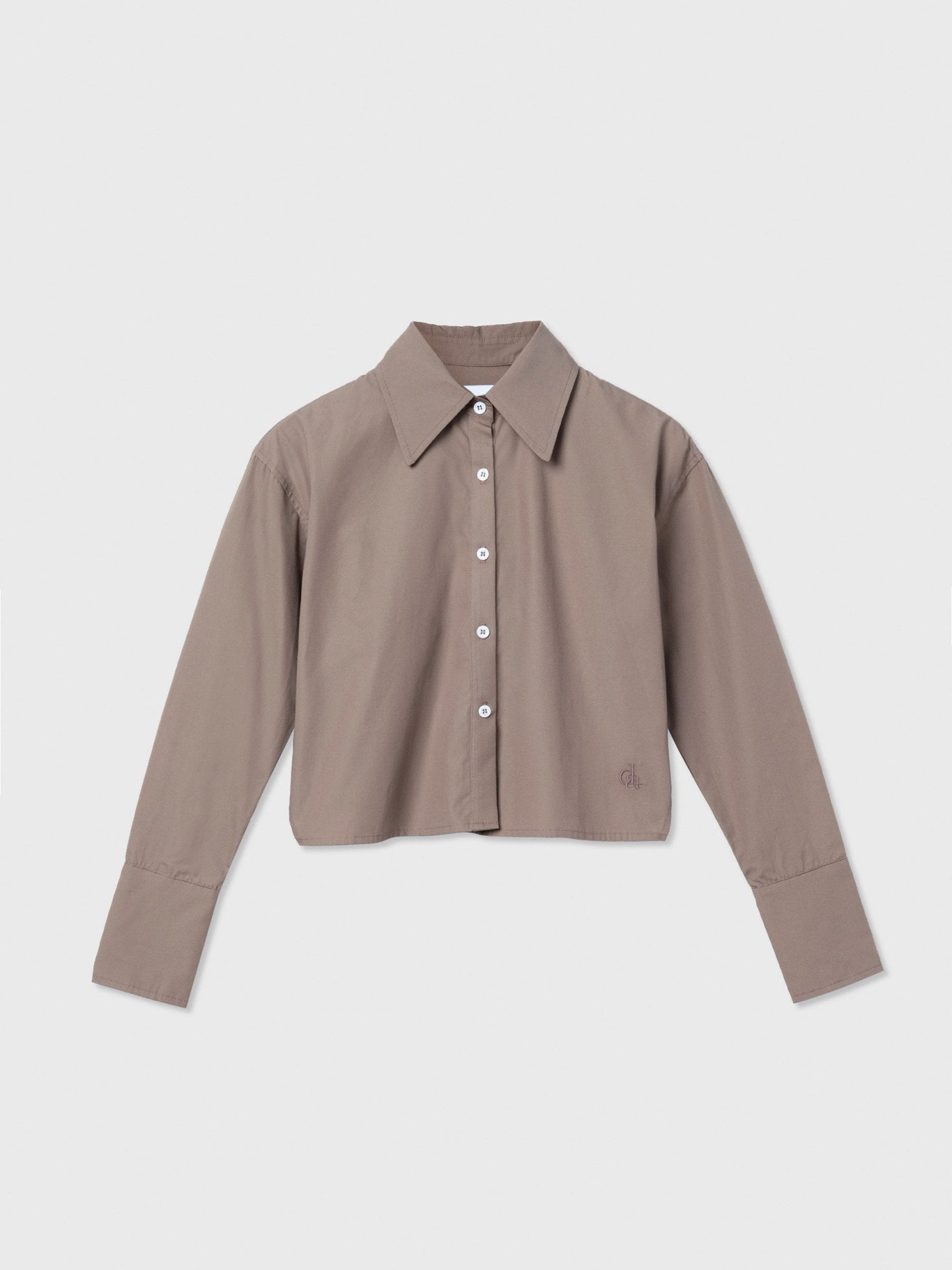 Cropped Cotton Button Down Shirt - dāl the label - Khaki