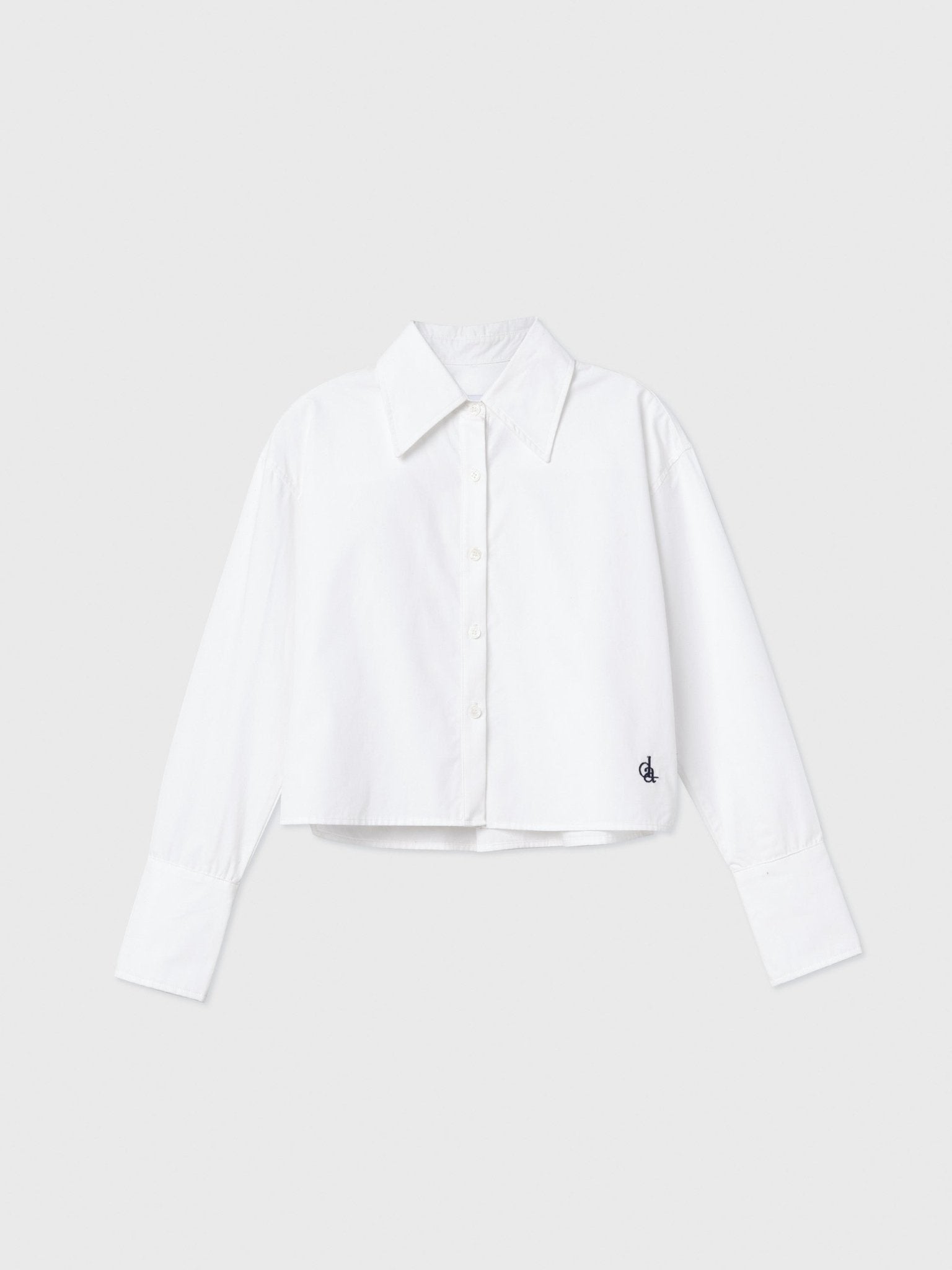 Cropped Cotton Button Down Shirt - dāl the label - White