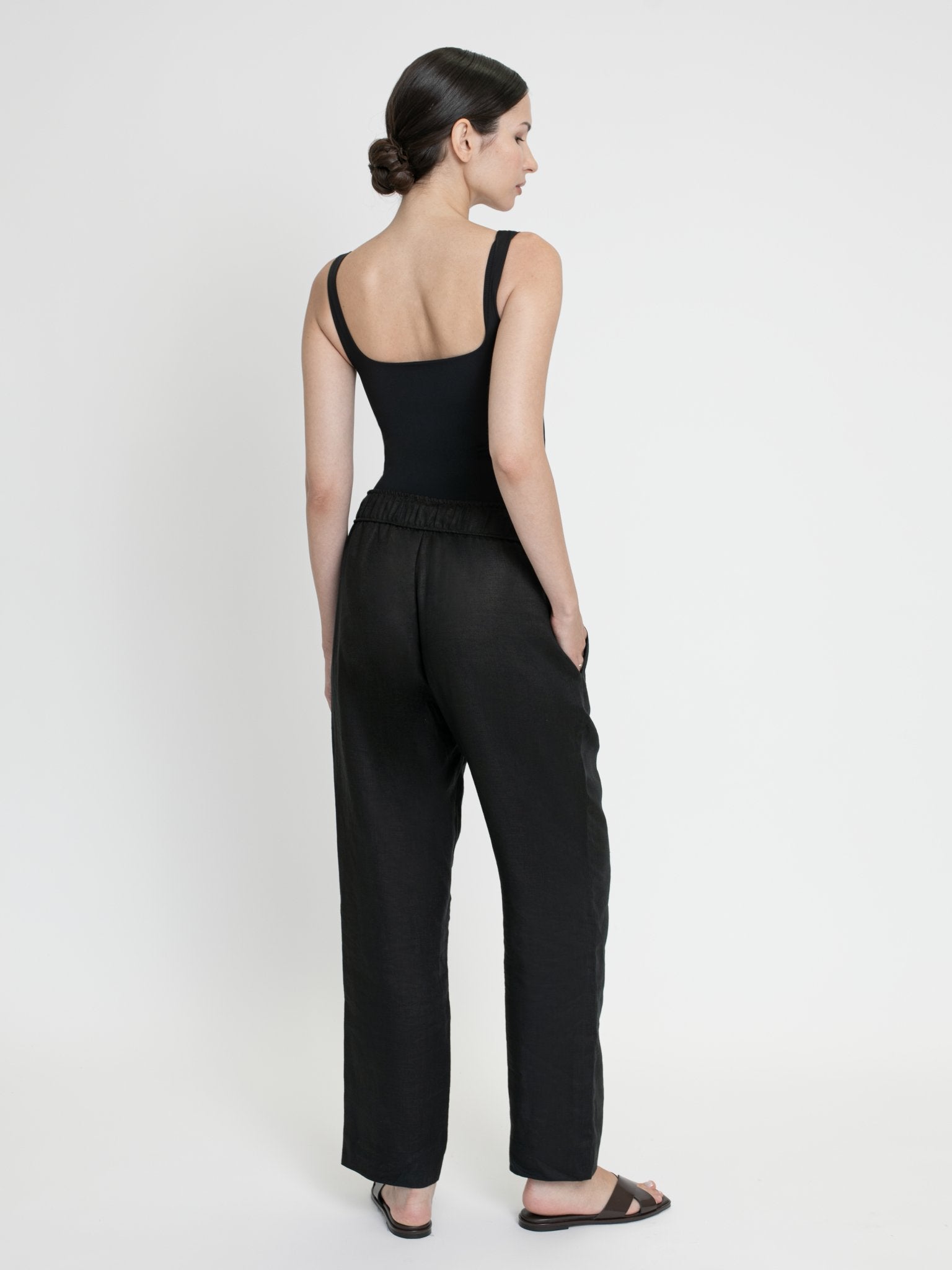 Essential Drawstring Linen Pants - dāl the label - Black