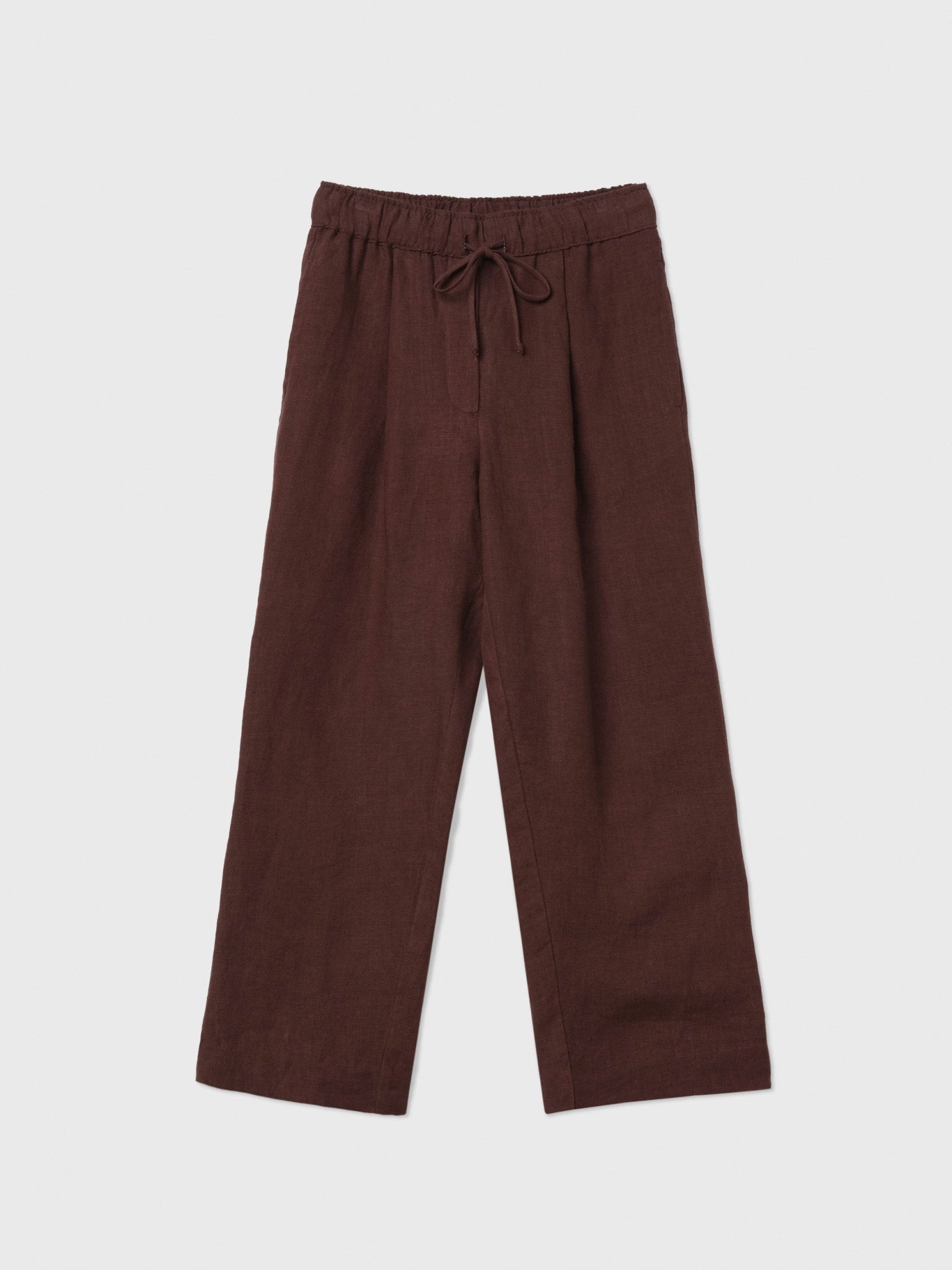 Essential Drawstring Linen Pants - dāl the label - Chocolate