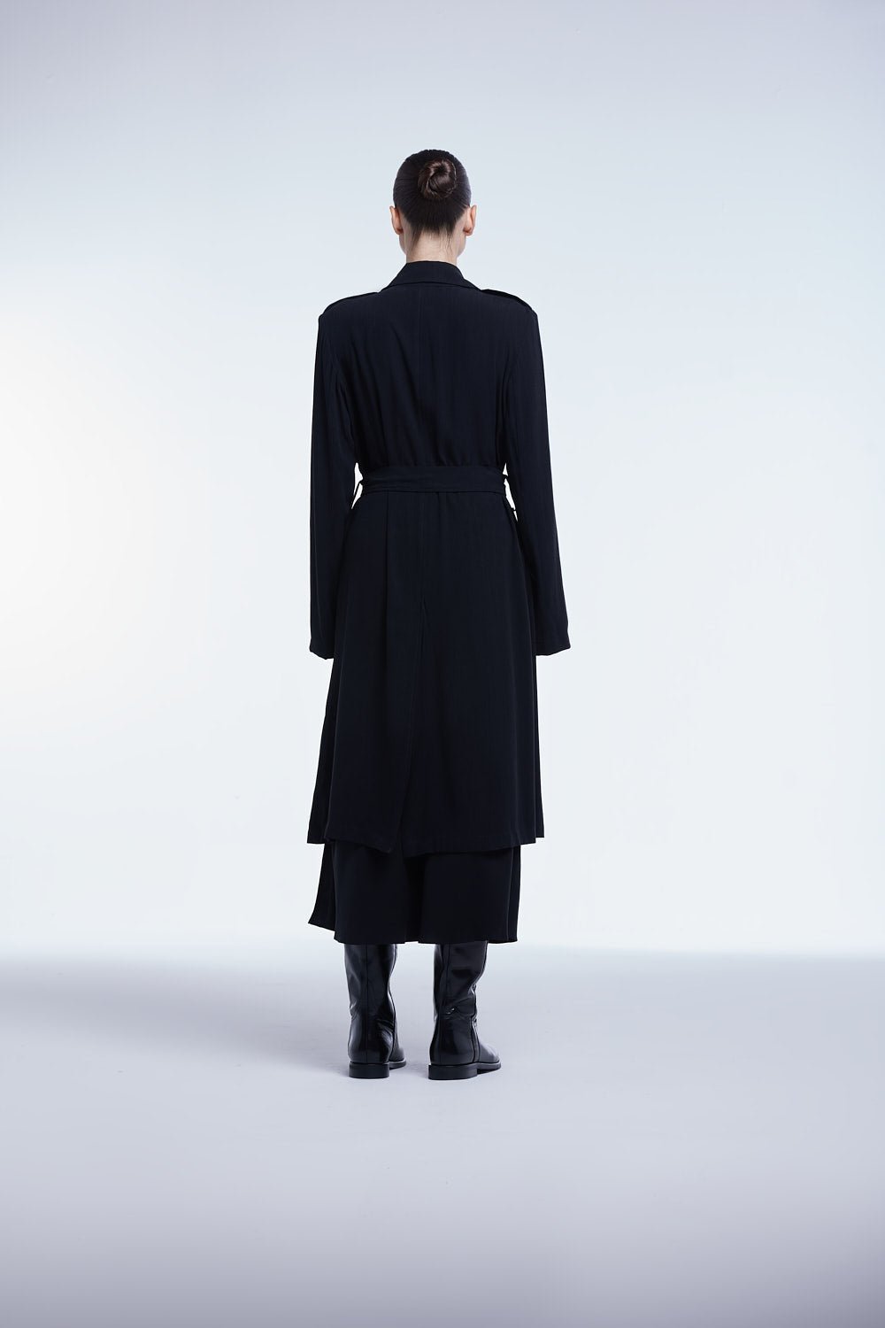 Flowy Lapel Trench Coat - dāl the label - Black