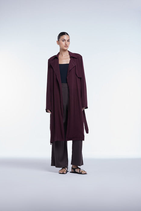 Flowy Lapel Trench Coat - dāl the label - Mulberry