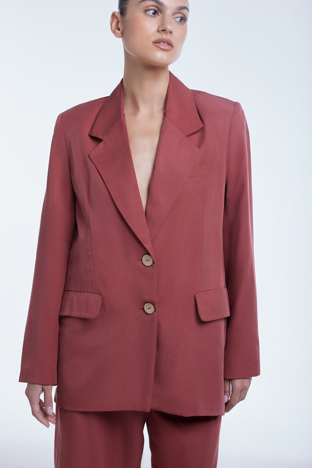 Relaxed Single Breasted Blazer - dāl the label - Mulberry