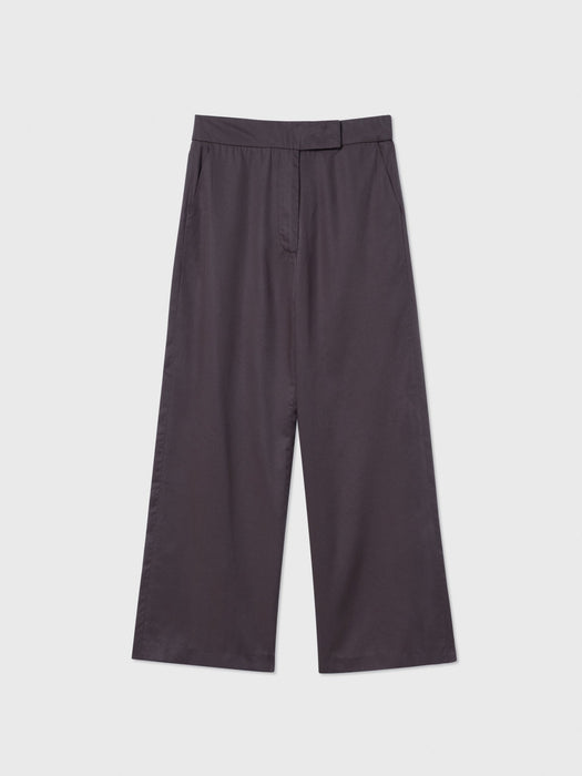 Relaxed Wide Leg Cropped Pants - dāl the label - Coffee Brown
