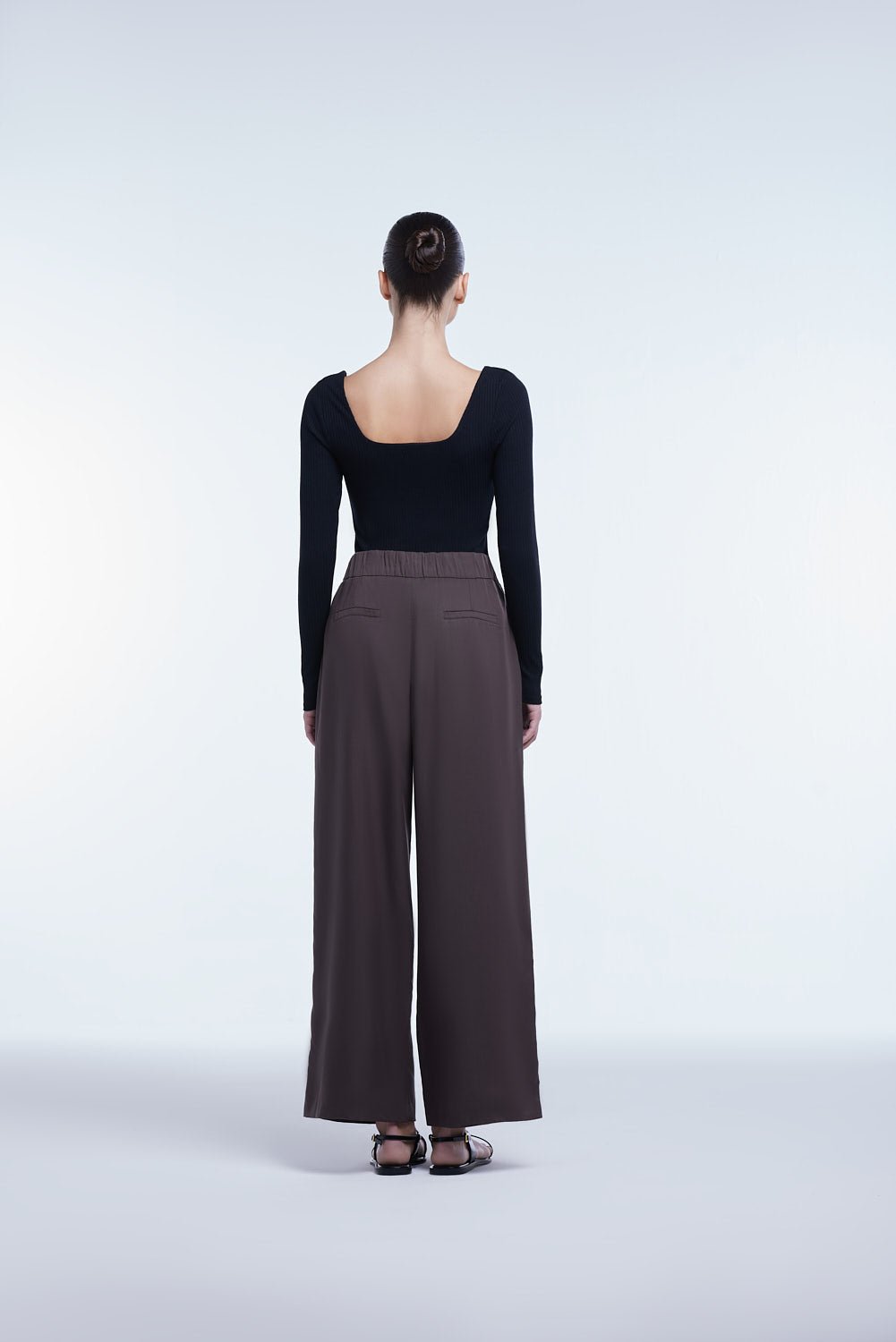 Relaxed Wide Leg Cropped Pants - dāl the label - Coffee Brown