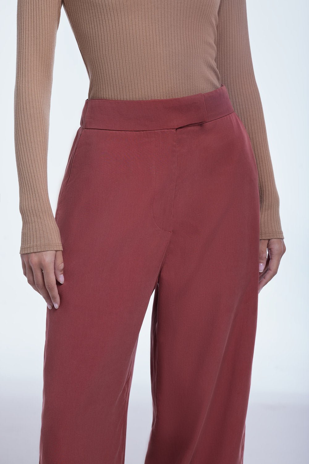 Relaxed Wide Leg Cropped Pants - dāl the label - Mulberry