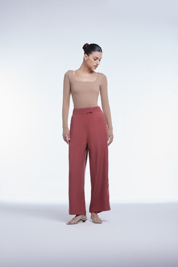 Ribbed Long Sleeve Bodysuit - dāl the label - Toffee