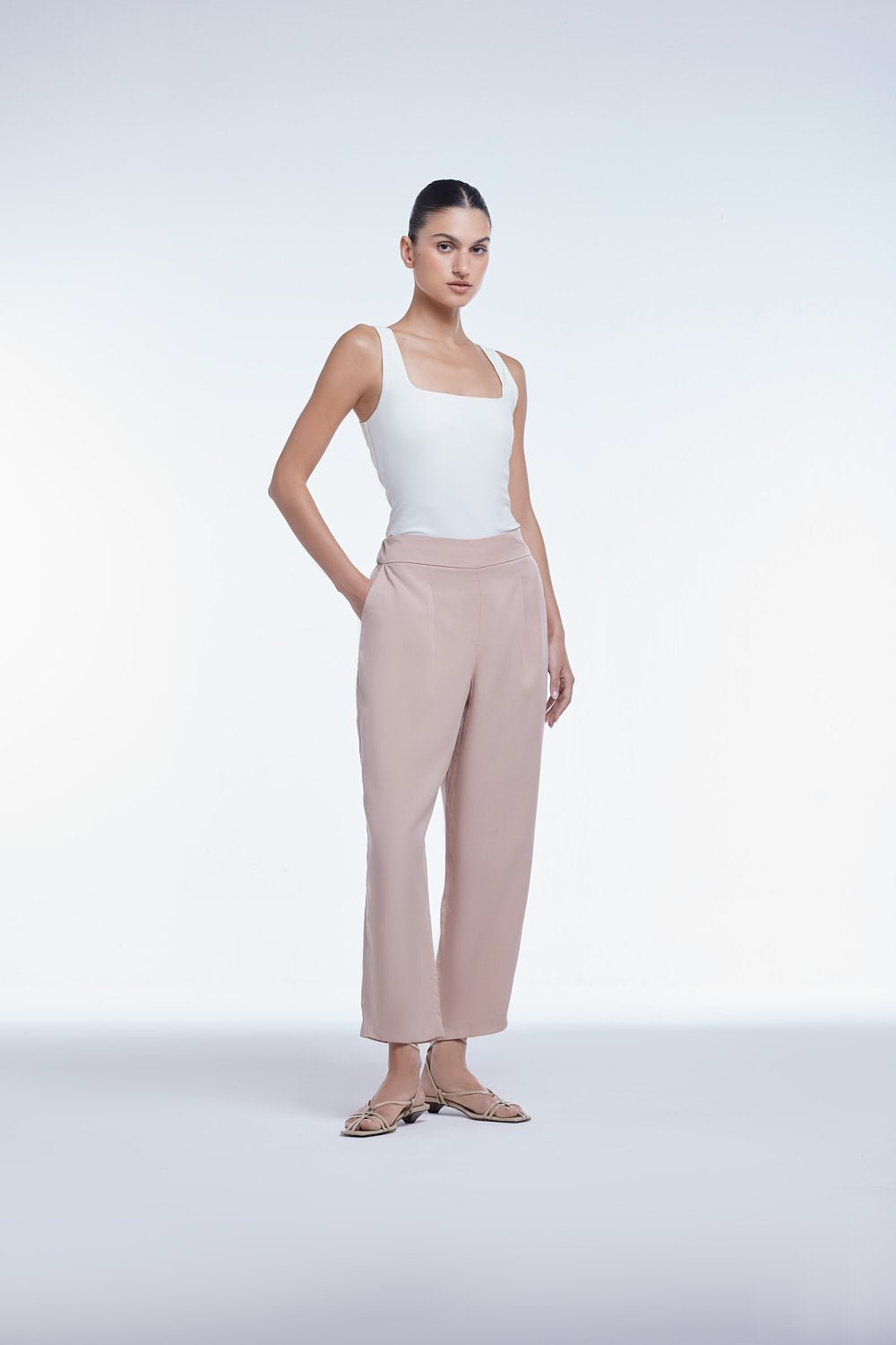 Tencel Mid - Rise Tapered Pants - dāl the label - Blush