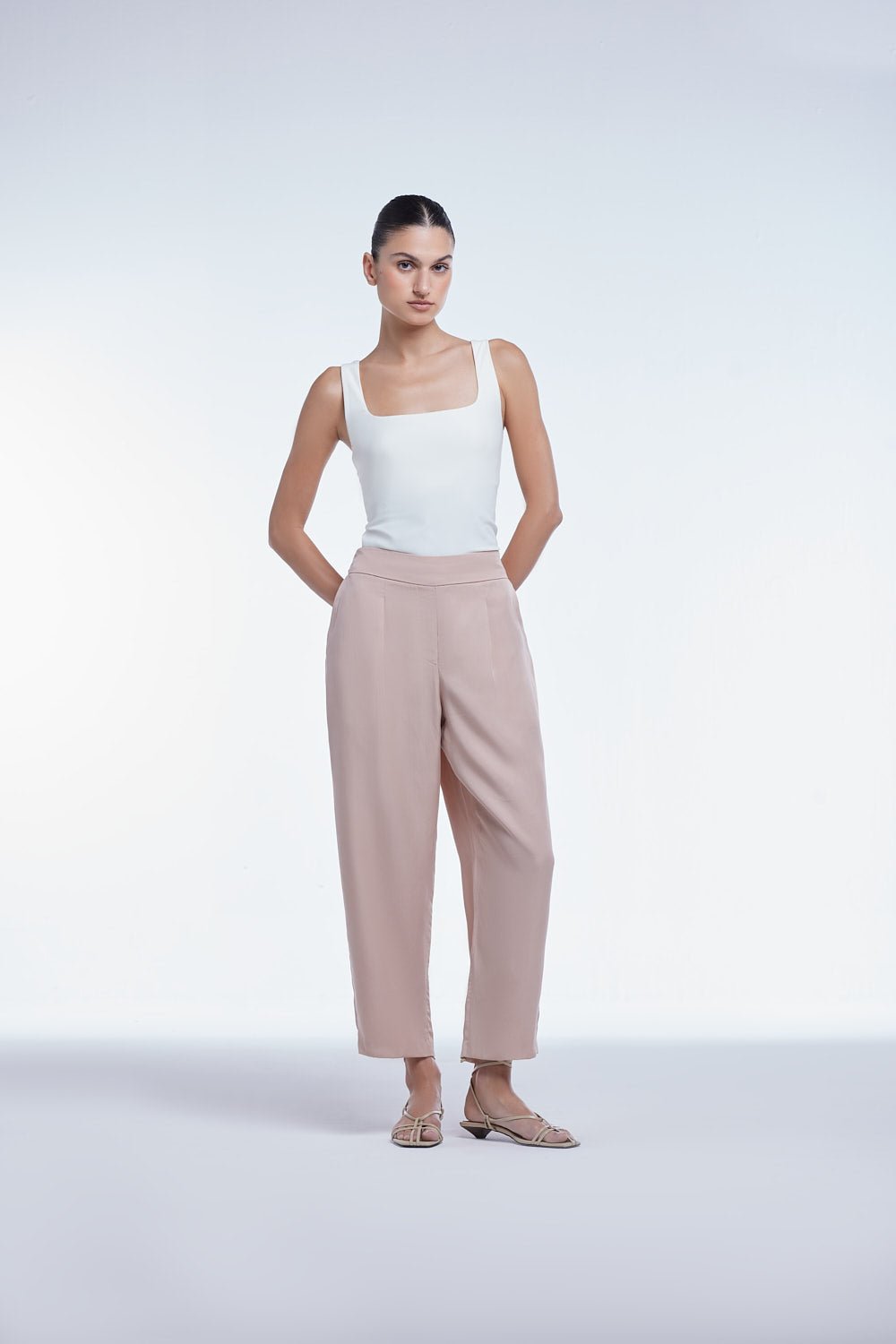 Tencel Mid - Rise Tapered Pants - dāl the label - Blush