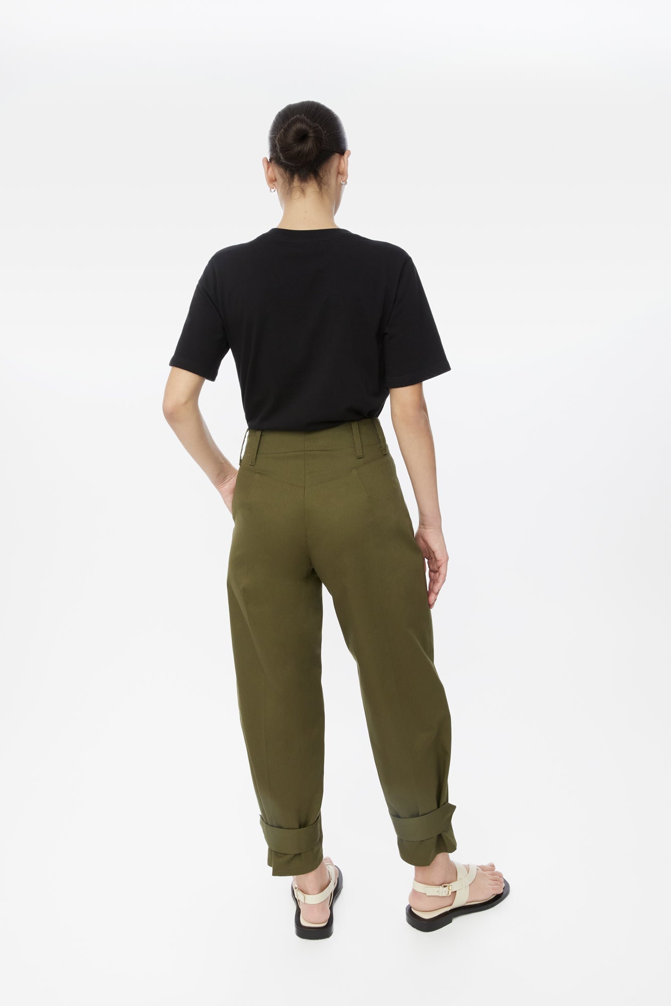 Canvas Cotton Utility Tapered Pants - dāl the label-Olive