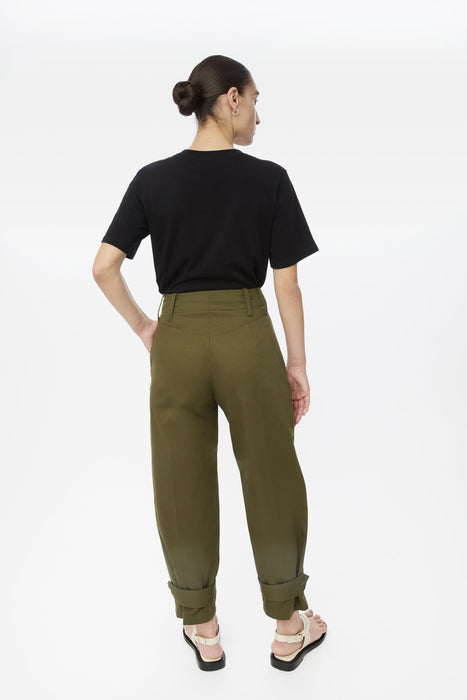 Canvas Cotton Utility Tapered Pants - dāl the label-Olive