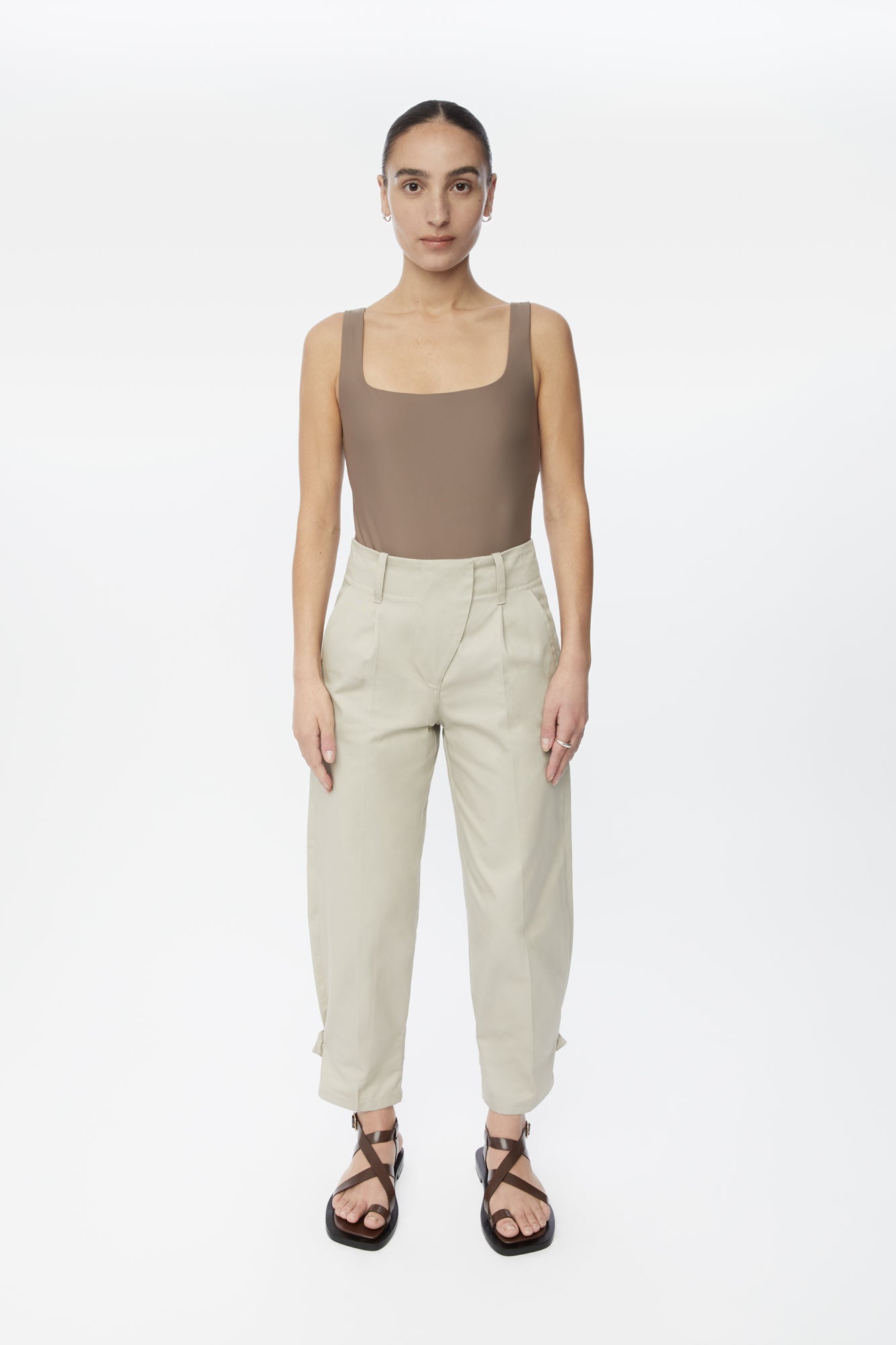 Canvas Cotton Utility Tapered Pants - dāl the label-Olive