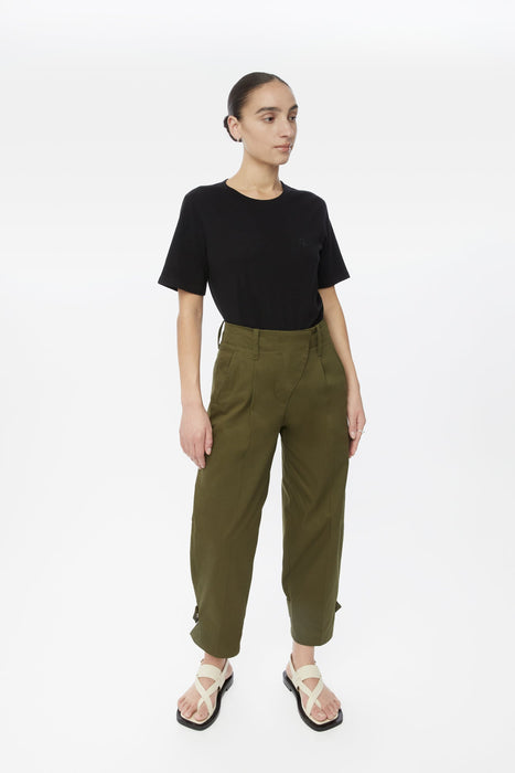 Canvas Cotton Utility Tapered Pants - dāl the label-Olive