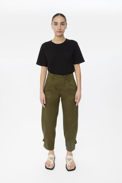 Canvas Cotton Utility Tapered Pants - dāl the label-Olive