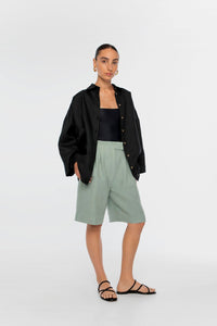 Linen Oversized Shirt - dāl the label-Black
