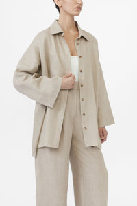 Linen Oversized Shirt - dāl the label-Oat