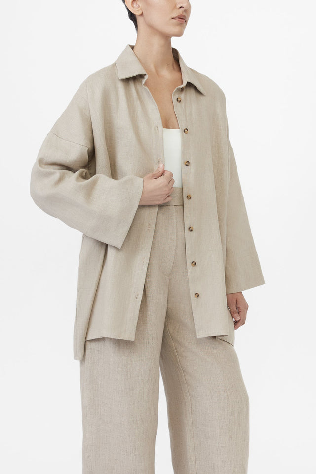 Linen Oversized Shirt - dāl the label-Oat