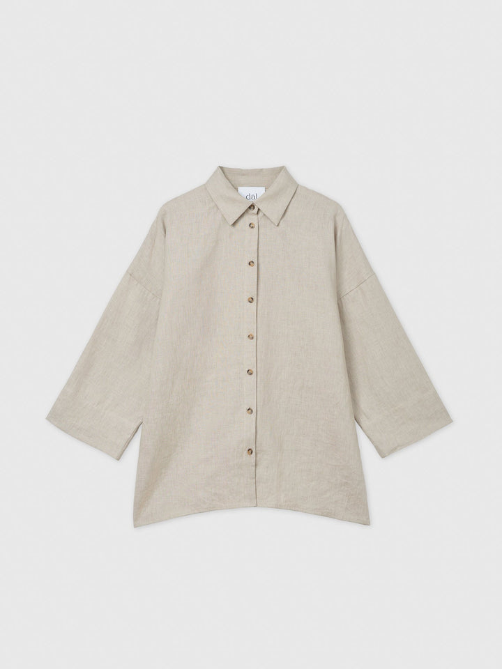Linen Oversized Shirt - dāl the label-Oat