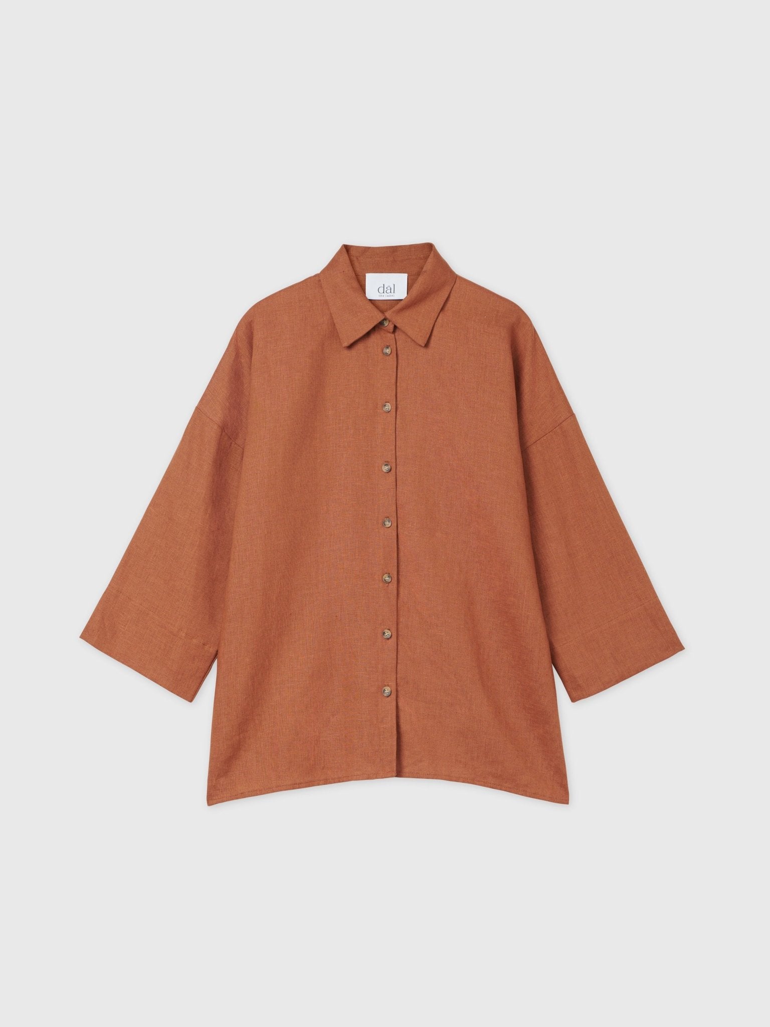 Linen Oversized Shirt - dāl the label-Terracotta