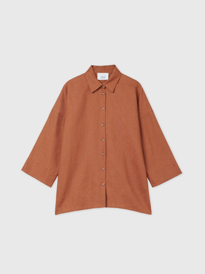 Linen Oversized Shirt - dāl the label-Terracotta