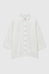 Linen Oversized Shirt - dāl the label-White
