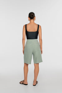 Linen Wide Suit Shorts - dāl the label-Mist