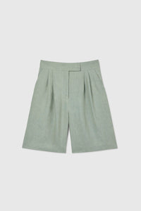 Linen Wide Suit Shorts - dāl the label-Mist