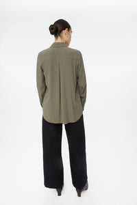 Long Cuff Relaxed Tencel Blouse - dāl the label-Olive