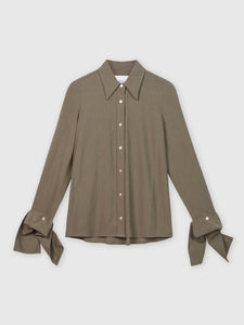 Long Cuff Relaxed Tencel Blouse - dāl the label-Olive
