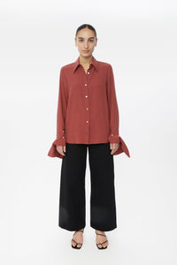 Long Cuff Relaxed Tencel Blouse - dāl the label-Terracotta