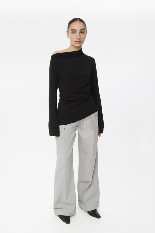 Modal Asymmetric Knit Top - dāl the label-Black