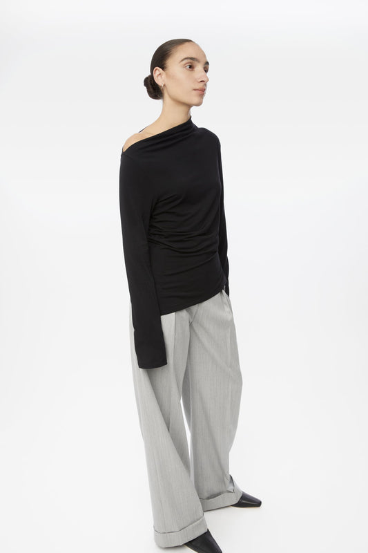 Modal Asymmetric Knit Top - dāl the label-Black