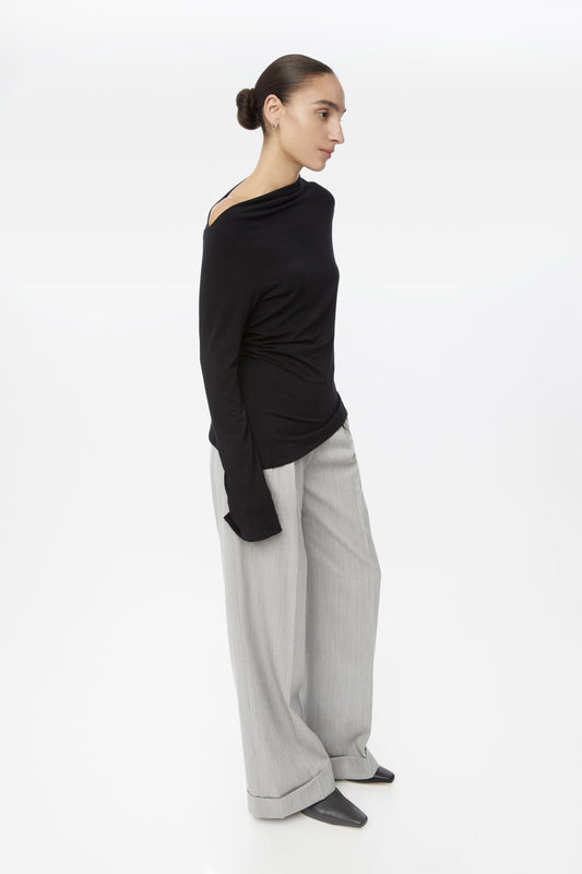 Modal Asymmetric Knit Top - dāl the label-Black