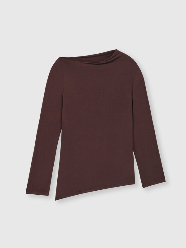 Modal Asymmetric Knit Top - dāl the label-Chocolate