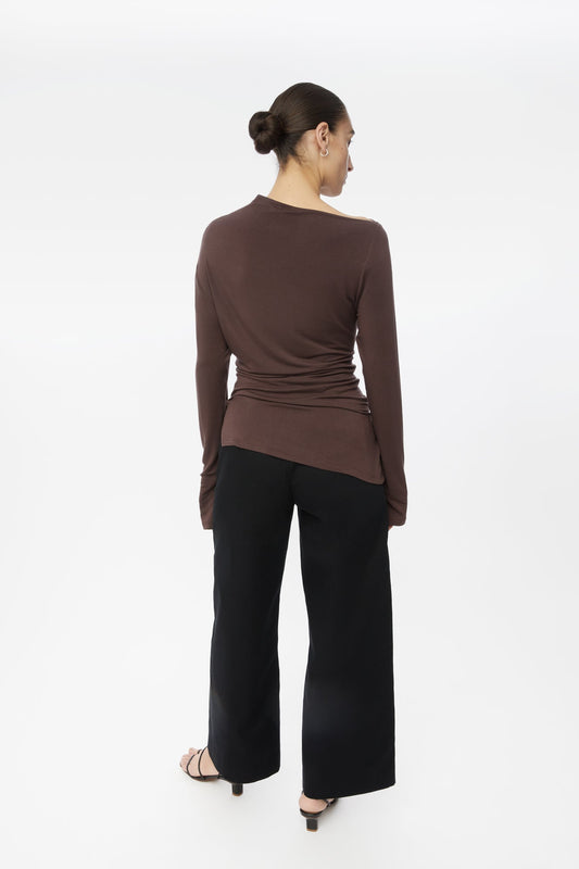 Modal Asymmetric Knit Top - dāl the label-Chocolate